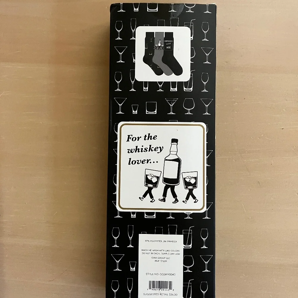Whiskey Novelty Mens Crew Socks 3 Pack NEW Dad Gift